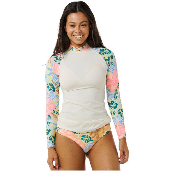 2024 Rip Curl Womens Follow The Sun UPF 50 Long Sleeve Rash Vest 16AWRV - Light Orange