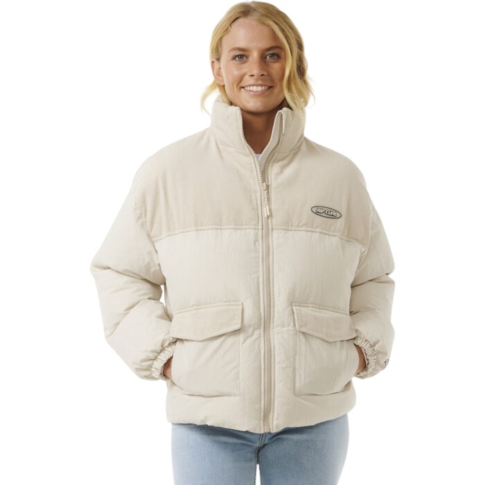 2024 Rip Curl Frauen High Tide Mixed Cord Puffer 02DWJA - Off White