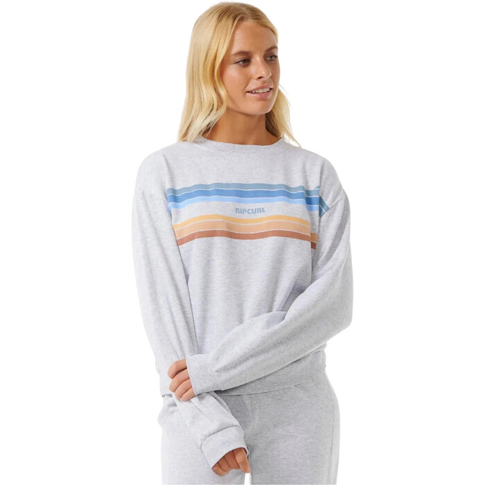 2024 Rip Curl Frauen High Tide Surf Crew Sweatshirt 06TWFL - Light Grey Marl