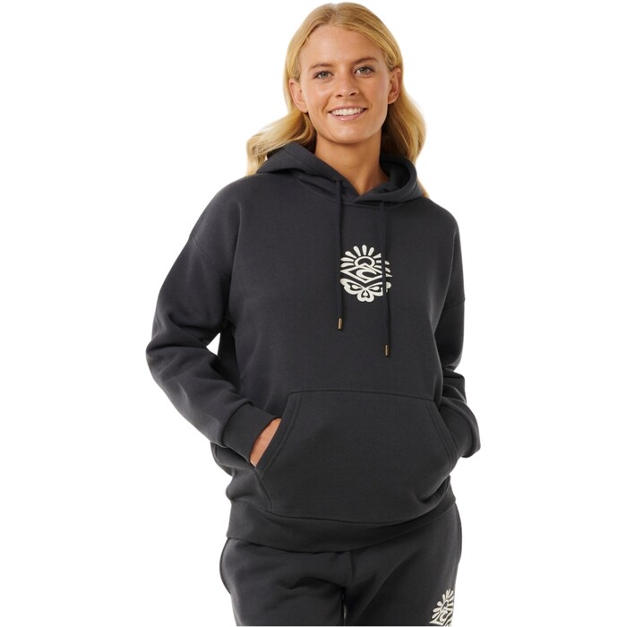 2024 Rip Curl Frauen Icons Of Surf Heritage Hoodie 06NWFL - Washed Black