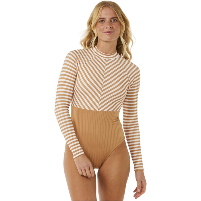 2024 Rip Curl Frauen Premium Surf Long Sleeve Surf Suit 15CWRV - Light Brown