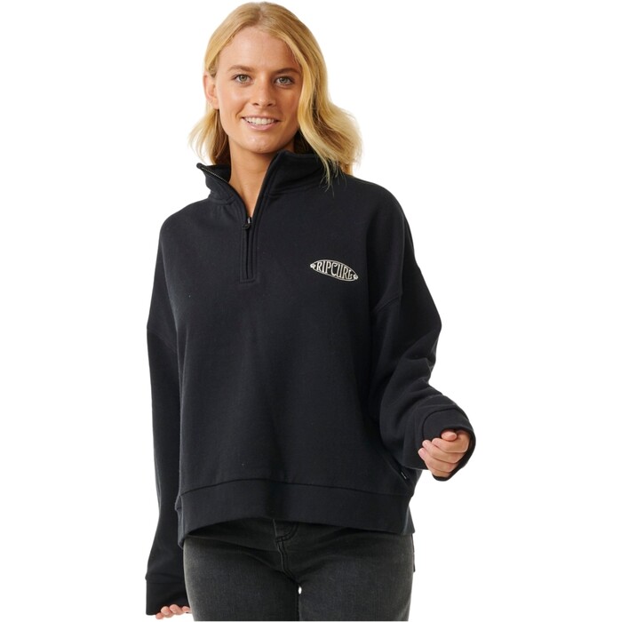 2024 Rip Curl Womens Soleil 1/4 Zip Pull Over 06IWFL - Black