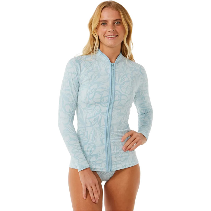 2024 Rip Curl Frauen Sun Chaser Long Sleeve Zip Lycra Weste 16EWRV - Blue