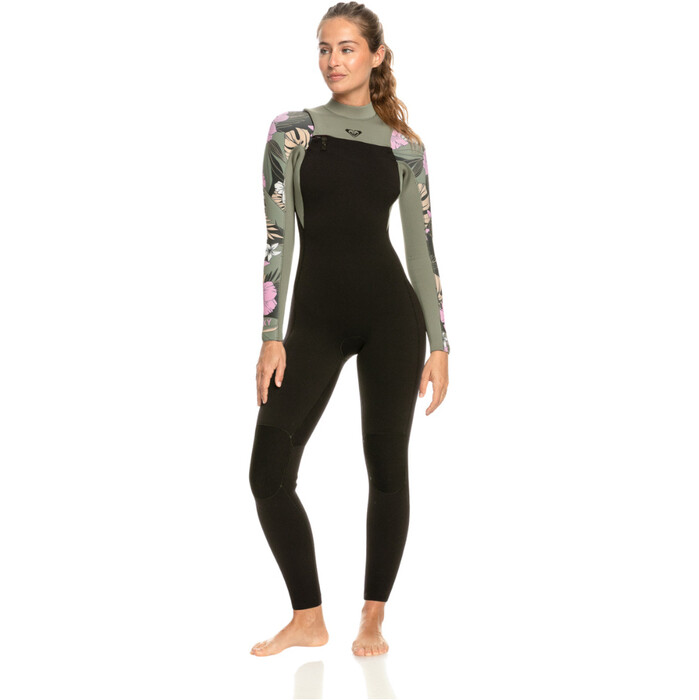 2024 Roxy Womens Elite 4/3mm GBS Chest Zip Wetsuit ERJW103134 - Anthracite Classic Pro Surf