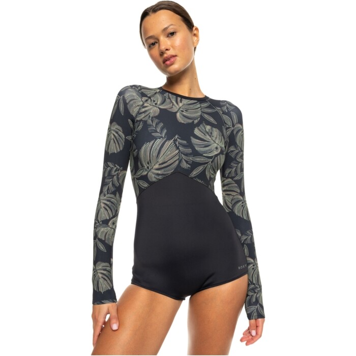 2024 Roxy Frauen Pro Wave Onesie Surfsuit ERJWR03776 - Anthracite The Palms Wetsuit