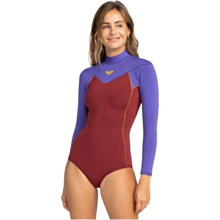 2024 Roxy Womens Rise 1.5mm Long Sleeve Back Zip Cheeky Spring Wetsuit ERJW603027 - Pomegranate