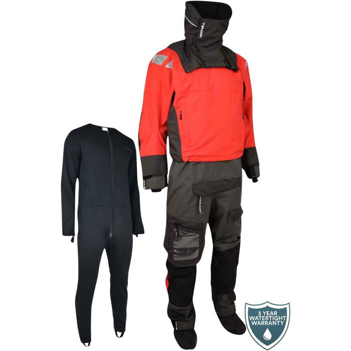 2024 Typhoon PS440 Hinge-Entry Drysuit & Underfleece 100183 - Red / Grey