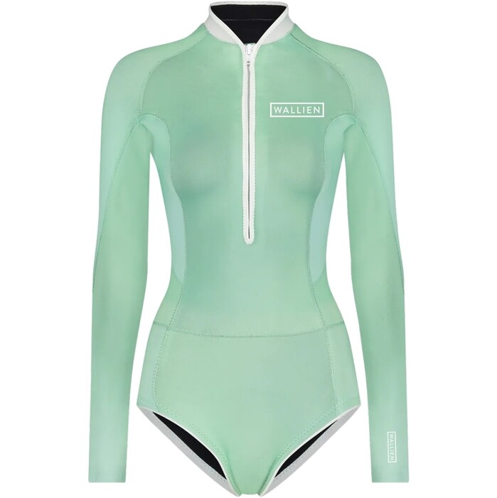 2024 Wallien Womens Nikki Van Dijk Bikini Cut 1mm Front Zip Springsuit Wetsuit 101006 - Aquamarine Gradient