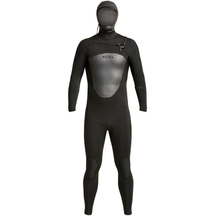 2024 Xcel Mens Axis 5/4mm Chest Zip Hooded Wetsuit MT54ZXH0 - Black