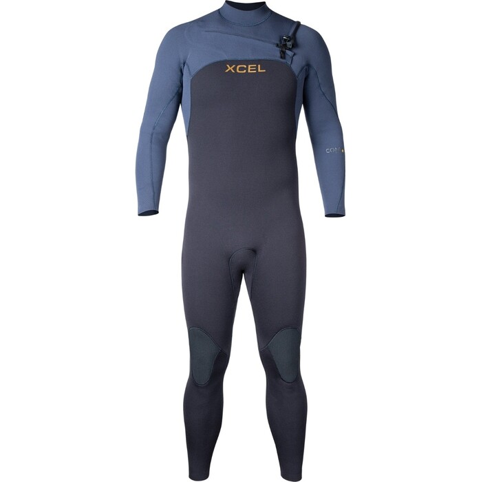 2024 Xcel Mens Comp+ 4/3mm Chest Zip Wetsuit MN43CPC4BU - Black / Blue Nights