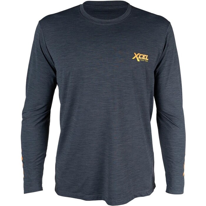 2024 Xcel Mnner Heathered VentX Retro Solid Long Sleeve UV Tee MLM626G2 - Black