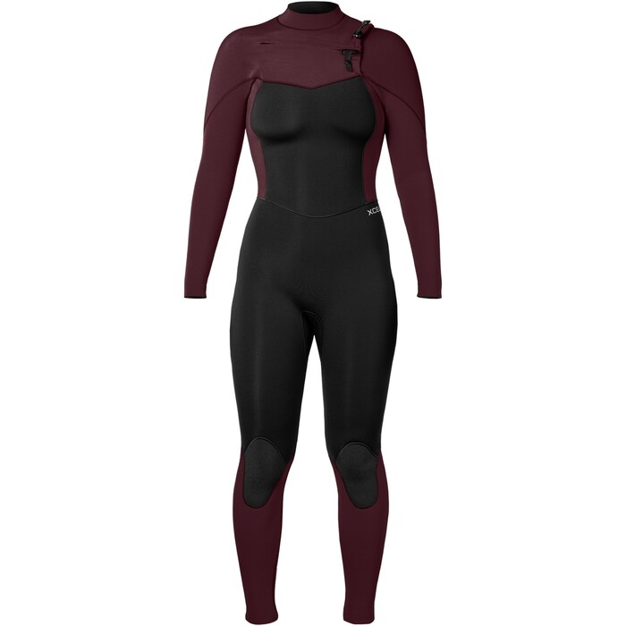 2024 Xcel Womens Comp 4/3mm Chest Zip Wetsuit WN43ZXC4W - Black / Wine