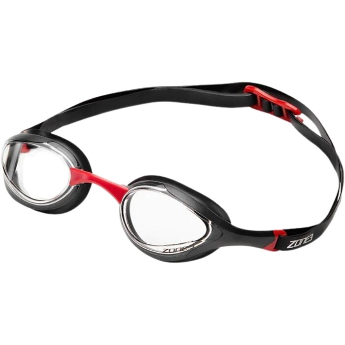 2024 ZONE3 Volare Swim Goggles SA19GOGVO101 - Black / Red / Clear Lens