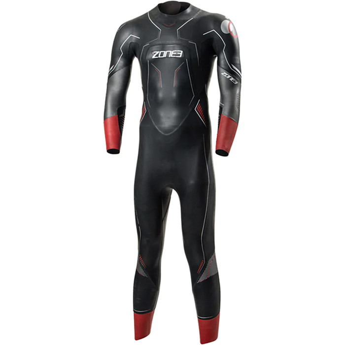 2024 Zone3 Mnner Aspire Rckenreiverschluss Swim Neoprenanzug WS22MASP101 - Black / Red