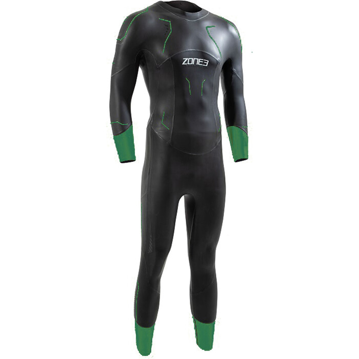 2024 Zone3 Mens Terraprene Vision Back Zip Swim Wetsuit WS24MVIS101 - Black / Forest Green