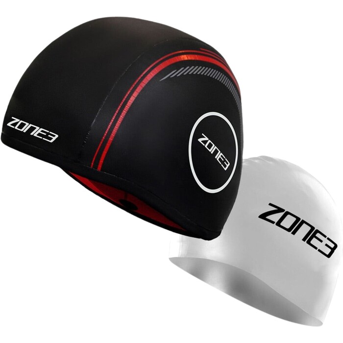 2024 Zone3 Neoprene Strapless Swimming Cap NA18USSC108 - Black / Red