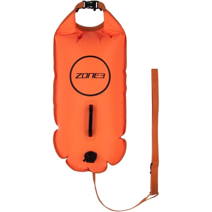 2024 Zone3 Recycled 2 LED Light 28L Backpack Swim Safety Buoy & Dry Bag SA23R2LBP113 - Hi-Vis Orange