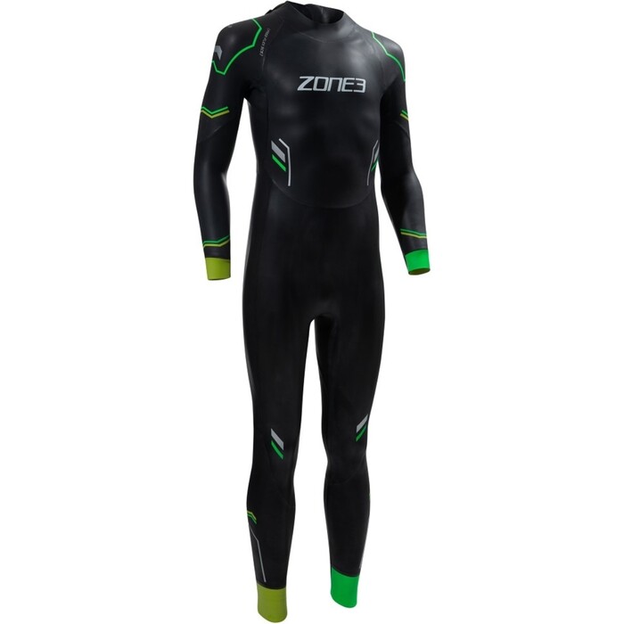 2025 ZONE3 Junior Adventure Swimming Wetsuit WS21KADV101 - Black / Green