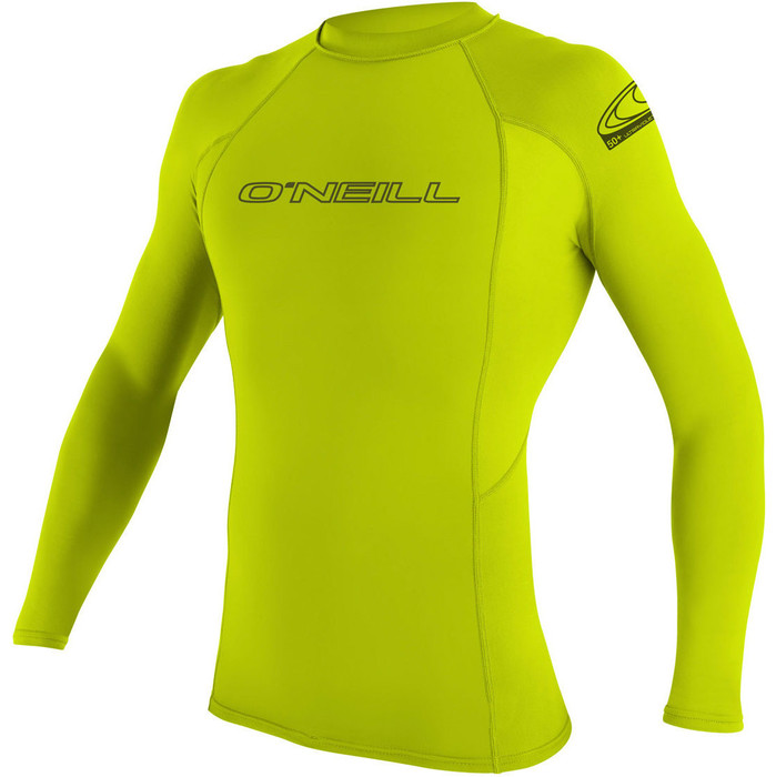 2024 O'Neill Mnner Basic Skins Long Sleeve Rash Guard 3342 - Lime