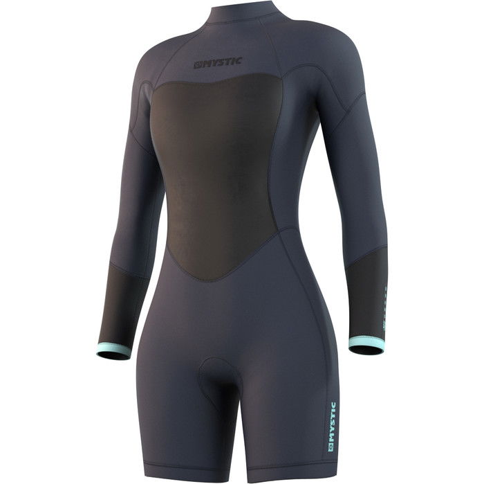 2024 Mystic Womens Brand 3/2mm Long Sleeve Shorty Wetsuit 210322 - Night Blue