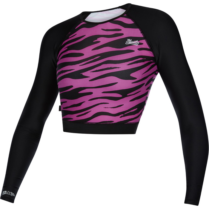 2021 Mystic Womens Diva Crop Long Sleeve Rash Vest 210269 - Black / Pink