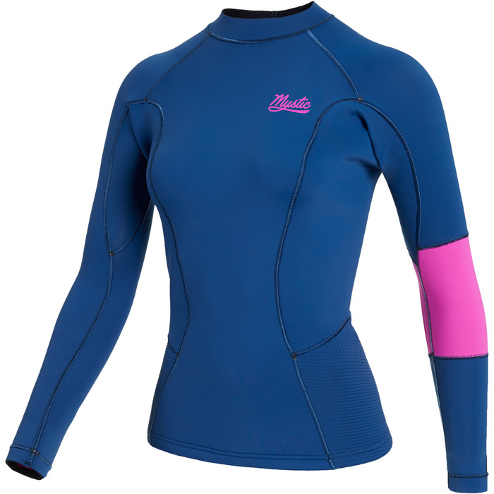 2023 Mystic Womens Lunar 2mm Long Sleeve Wetsuit Top 35001220157 - Summer Blue