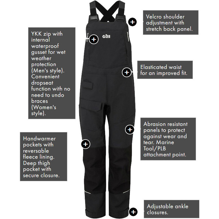 2024 Gill Womens OS2 Offshore Sailing Trousers OS25TW - Graphite