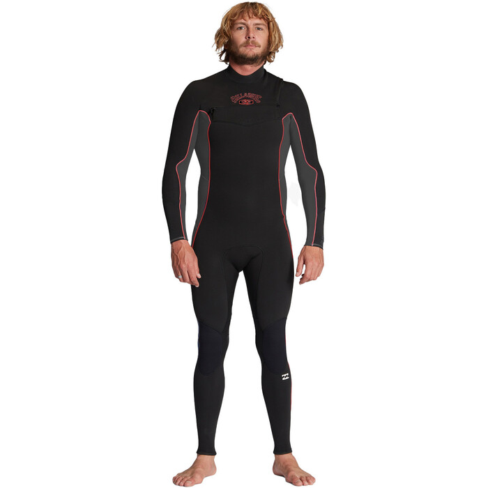 2024 Billabong Mens Absolute 4/3mm Chest Zip Wetsuit ABYW100193 - Black / Grey