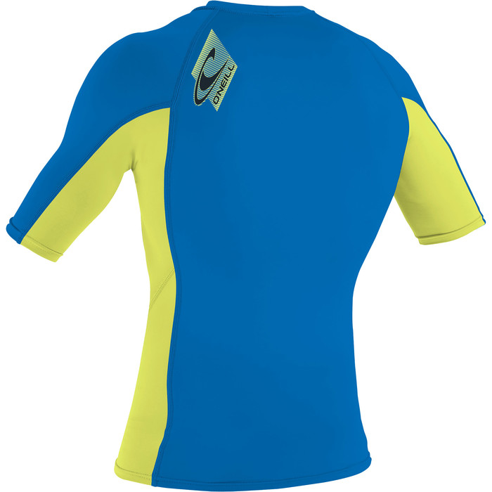 2024 O'Neill Youth Basic Skins Short Sleeve Rash Guard 4173 - Ocean / Electric Lime