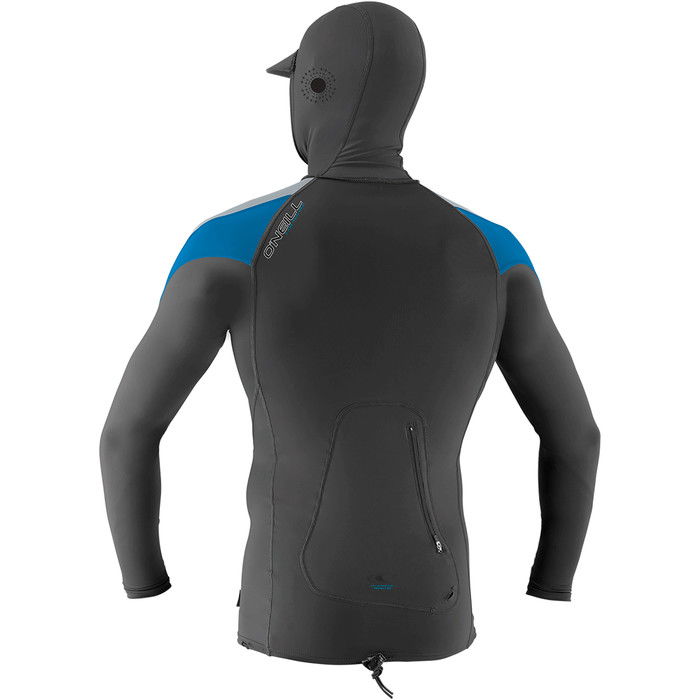 2024 O'neill Mens Premium Skins O'zone Long Sleeve Hooded Rash Vest 4951 - Graphite / Cool Grey / Ocean