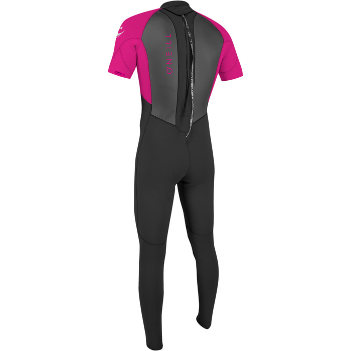 2024 O'Neill Youth Reactor II 2mm Short Sleeve Back Zip Wetsuit 5457 - Black / Berry