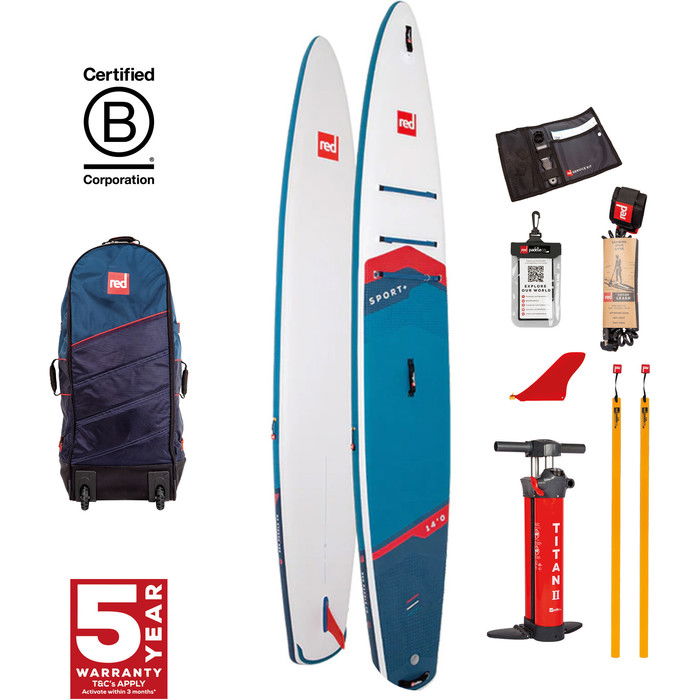 2024 Red Paddle Co 14'0'' Sport+ MSL Stand Up Paddle Board, Bag & Pump 001-001-002-0072 - Blue