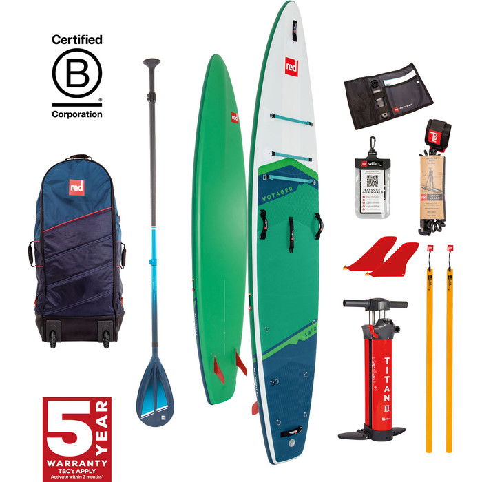 2024 Red Paddle Co 13'2'' Voyager Plus MSL Stand Up Paddle Board , Tasche, Pumpe & Hybrid Tough Paddle 001-001-002-0065 - Green