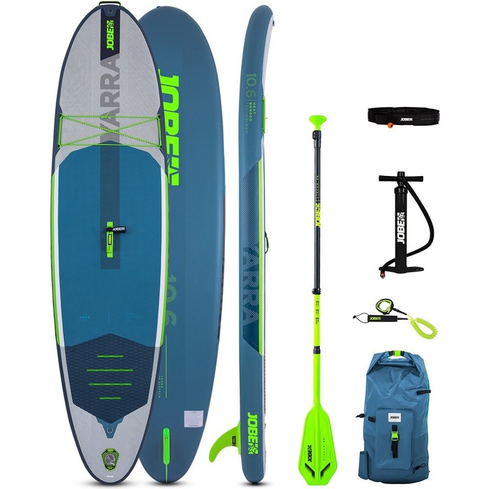 2023 Jobe Yarra 10'6 Aufblasbares Sup Paddle Board Paket 486423013 - Board, Tasche, Pumpe, Paddel & Leine - Stahlblau