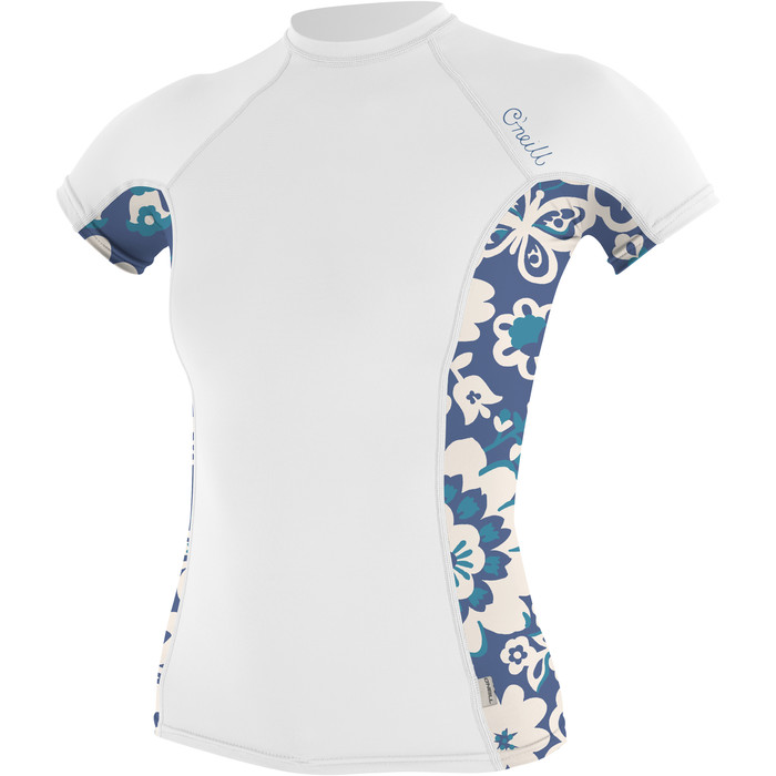 2023 O'Neill Womens Side Print Short Sleeve Rash Vest 5405S - White / Christina Floral