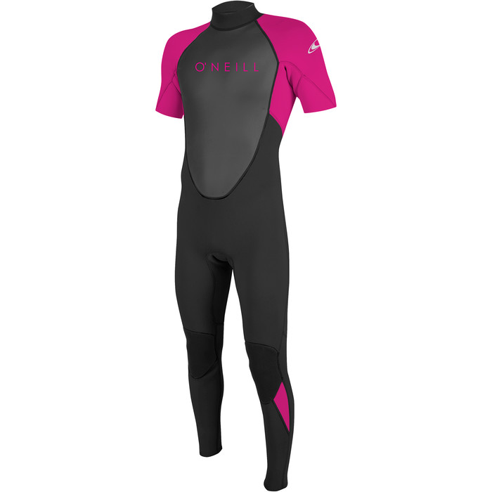 2024 O'Neill Youth Reactor II 2mm Short Sleeve Back Zip Wetsuit 5457 - Black / Berry