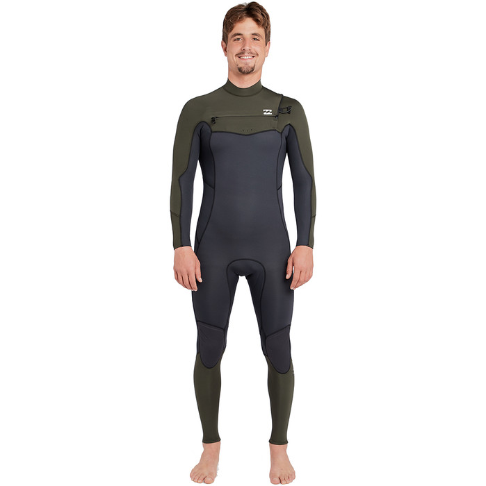 2019 Billabong Mens Furnace Absolute 3/2mm Chest Zip Wetsuit Dark Olive L43M09