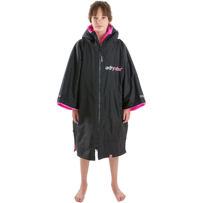 2024 Dryrobe Advance Junior Short Sleeve Change Robe V3 V3KSS - Black / Pink