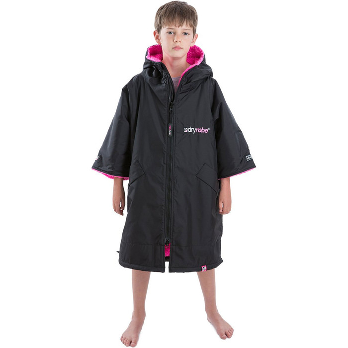 2024 Dryrobe Advance Junior Short Sleeve Change Robe V3 V3KSS - Black / Pink