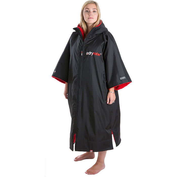 2023 Dryrobe Advance Kurzer rmel Wechsel Robe DR100 - Black / Rot