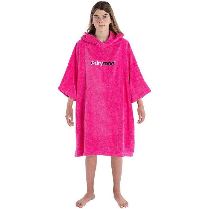 2023 Dryrobe Junior Organic Cotton Hooded Towel Changing Robe - Pink