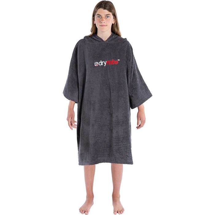 2023 Dryrobe Junior Bio-Baumwoll-Kapuzenhandtuch Change Robe V3OCT - Slate Grey