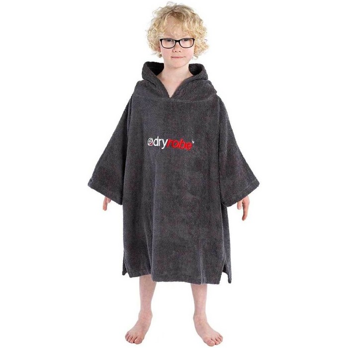 2023 Dryrobe Junior Organic Cotton Hooded Towel Change Robe V3OCT - Slate Grey