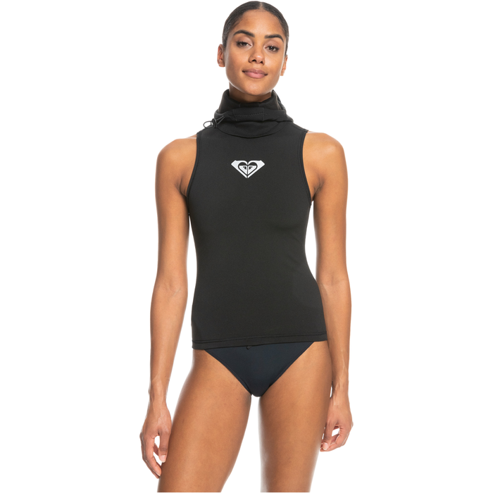 2024 Roxy Women's Swell Series 2 Mm Kapuzen-Neoprenanzugweste 2mm - True Black