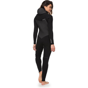 2018 Roxy Womens Performance 5/4 / 3mm Kapuzen Brust Zip Neoprenanzug Schwarz ERJW203003