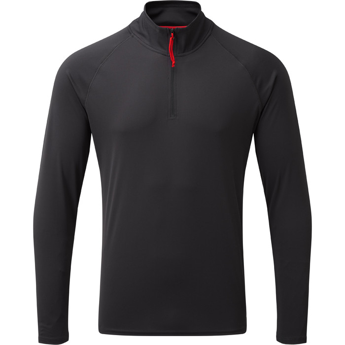 2024 Gill Mens UV Tec Zip Neck Top Charcoal UV009