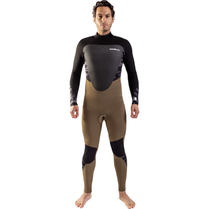 2023 Gul Mens Response 5/3mm GBS Back Zip Wetsuit RE1213-C1 - Green / Black