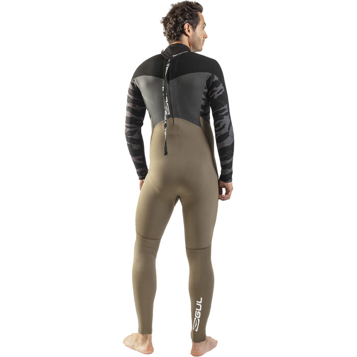 2023 Gul Mens Response 5/3mm GBS Back Zip Wetsuit RE1213-C1 - Green / Black