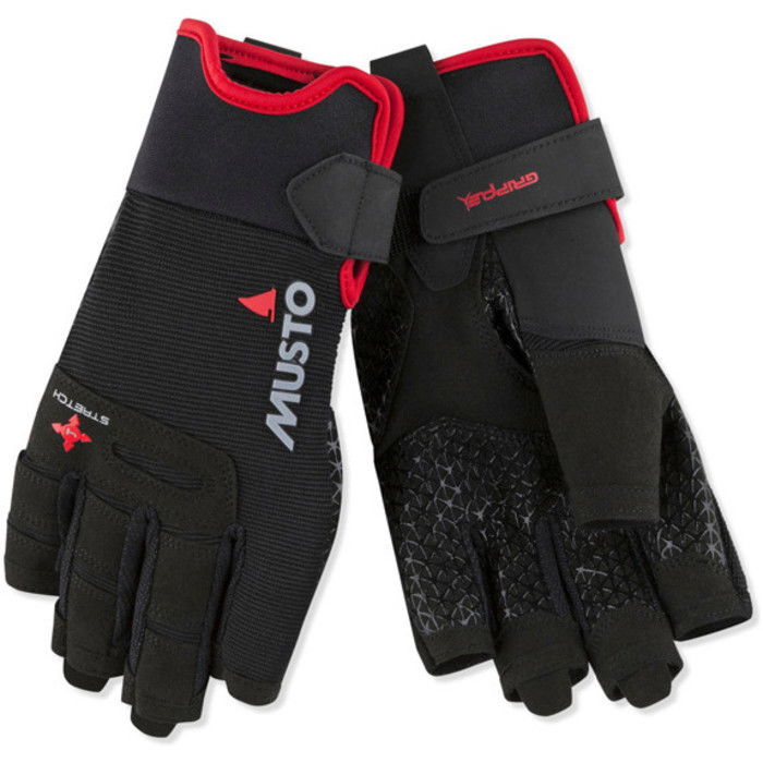 2024 Musto Performance Sailing Short Finger Gloves Black AUGL005