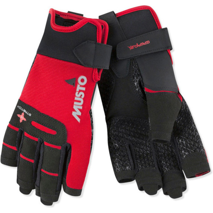 2024 Musto Perfomance Sailing Short Finger Gloves Red AUGL005